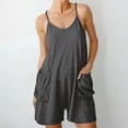 thumbnail image 7 of Lightweight Romper Shorts Womens Adjustable Spaghetti Strap Jumpsuits Pockets Sleeveless Casual Summer Outfits (4XL, Dark Gray), 7 of 7