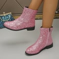thumbnail image 5 of Mostsola Womens Fall Boots Sparkly Sequin Chunky Heel Ankle Boots Zip up Round Toe Dressy Booties, 5 of 5