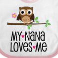 thumbnail image 4 of Inktastic My Nana Loves Me Owl Girls Baby Bib, 4 of 4
