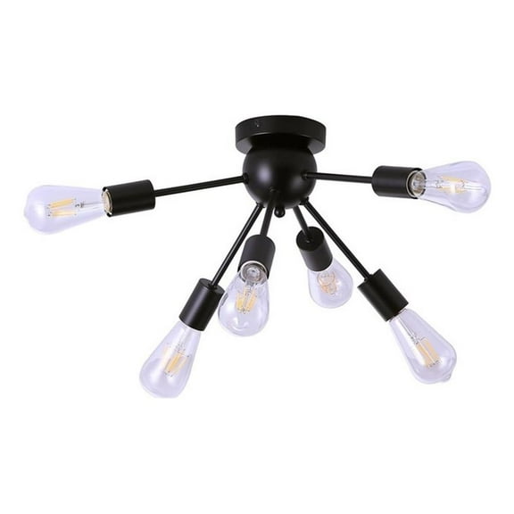 Riley 6 Light Black Flush Mount Ceiling Fixture