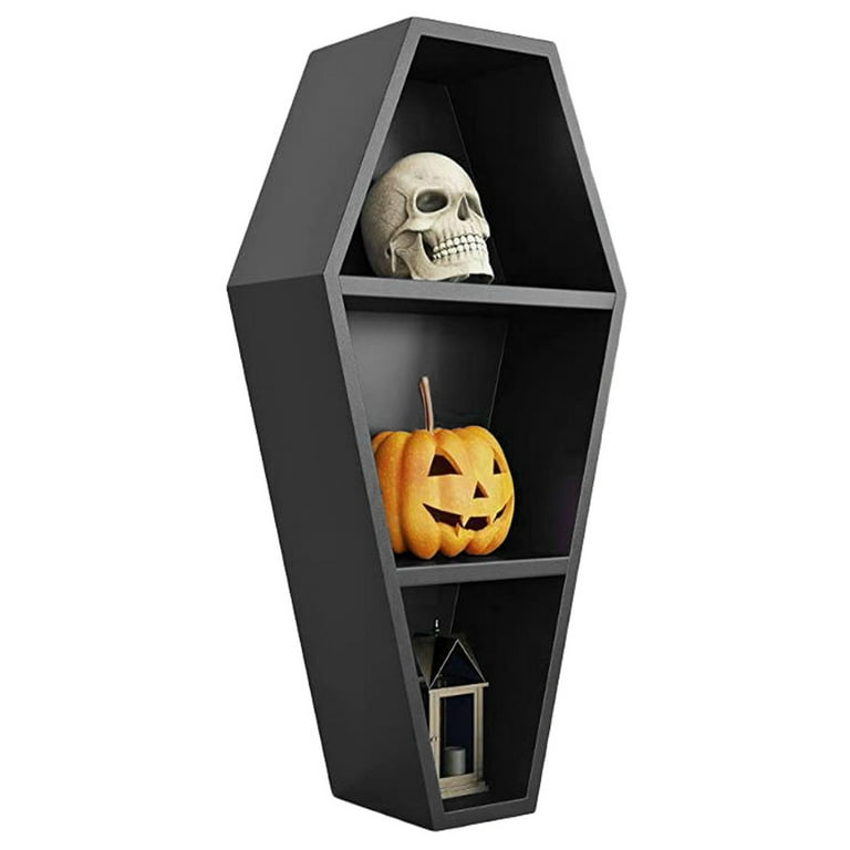 Creative Gothic Coffin Storage Rack Horror Decor Organizer Holder Halloween  Coffin Model Decoration Prank Haunted House Prop