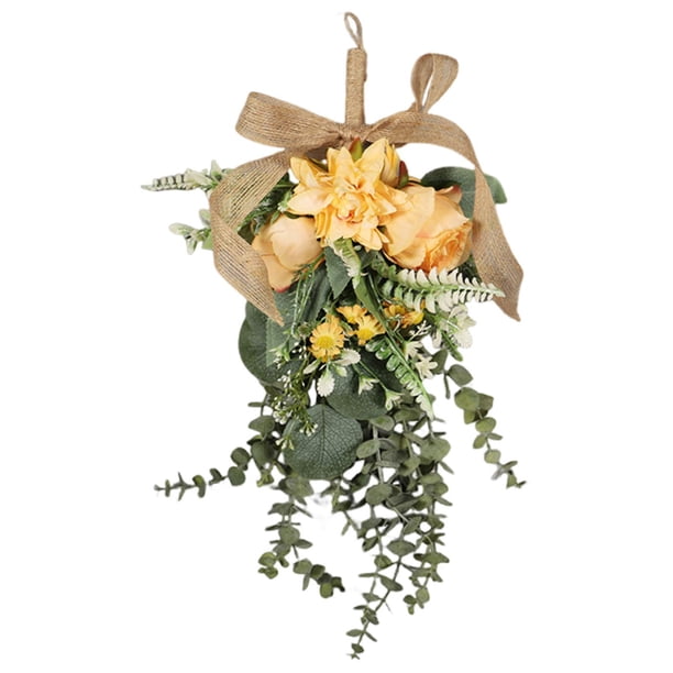 Guirnalda de flores artificiales para uso interior y exterior, decorativa con forma de lágrima. Naranja
