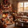 thumbnail image 4 of Vintage Halloween Ghost Decoration with Pumpkin Bucket - ic Patchwork Standing Ghost Figurine with Top Hat, Primitive Fabric Ghost for Tabletop, Mantel, Indoor Home Halloween Fall Decor A, 4 of 7