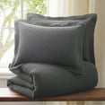 thumbnail image 6 of Levtex Home - Mills Waffle Charcoal Duvet Cover Set - King Duvet Cover + Two King Pillow Cases - Charcoal Waffle Weave - Duvet Cover (106 x 94in.) and Pillow Case (36 x 20in. ) - Cotton, 6 of 8