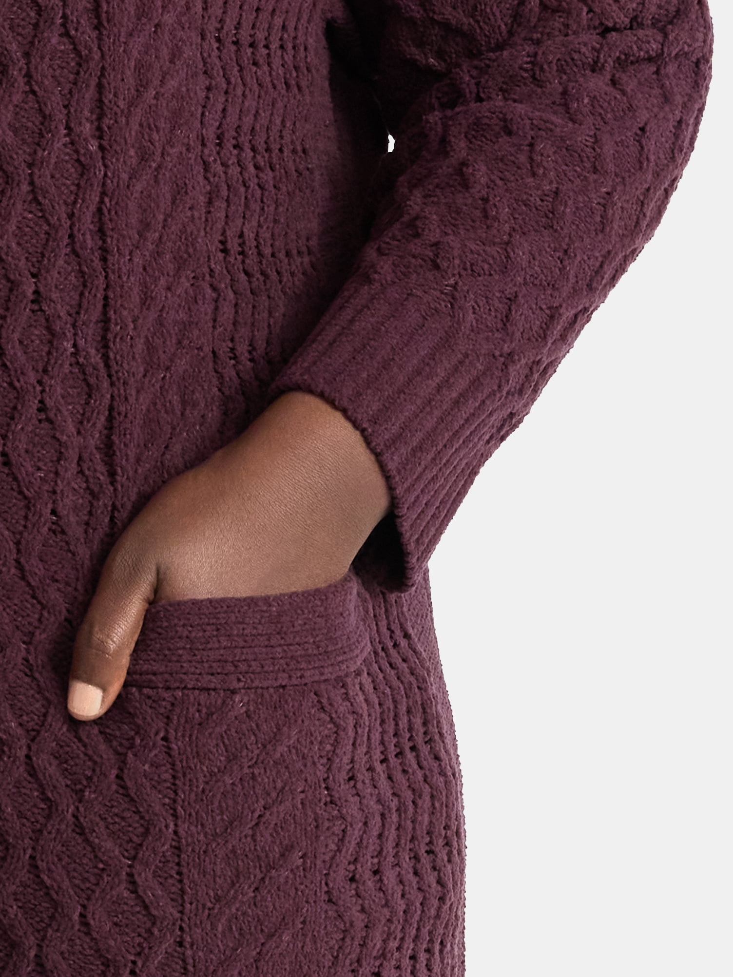Terra & Sky Women’s Plus Chenille Boyfriend Cardigan Sweater, Midweight, Sizes 0X-4X