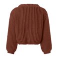 thumbnail image 5 of vigerkar Women's Chunky Knit Open Front Sweater Long Sleeve Button Loose Short Cardigan Outerwear Coats (Coffee, L), 5 of 6