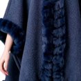 thumbnail image 4 of Women Poncho Fleece Cape Collar Knitted Cardigan Sweater Batwing Long Sleeve Shawl Wrap Coat Oversized Cloak Navy-E Free Size, 4 of 5