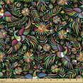 thumbnail image 2 of Ambesonne Ethnic Fabric by the Yard Upholstery, Abstract Flowers and Phoenix, 1 Yard, Multicolor, 2 of 5