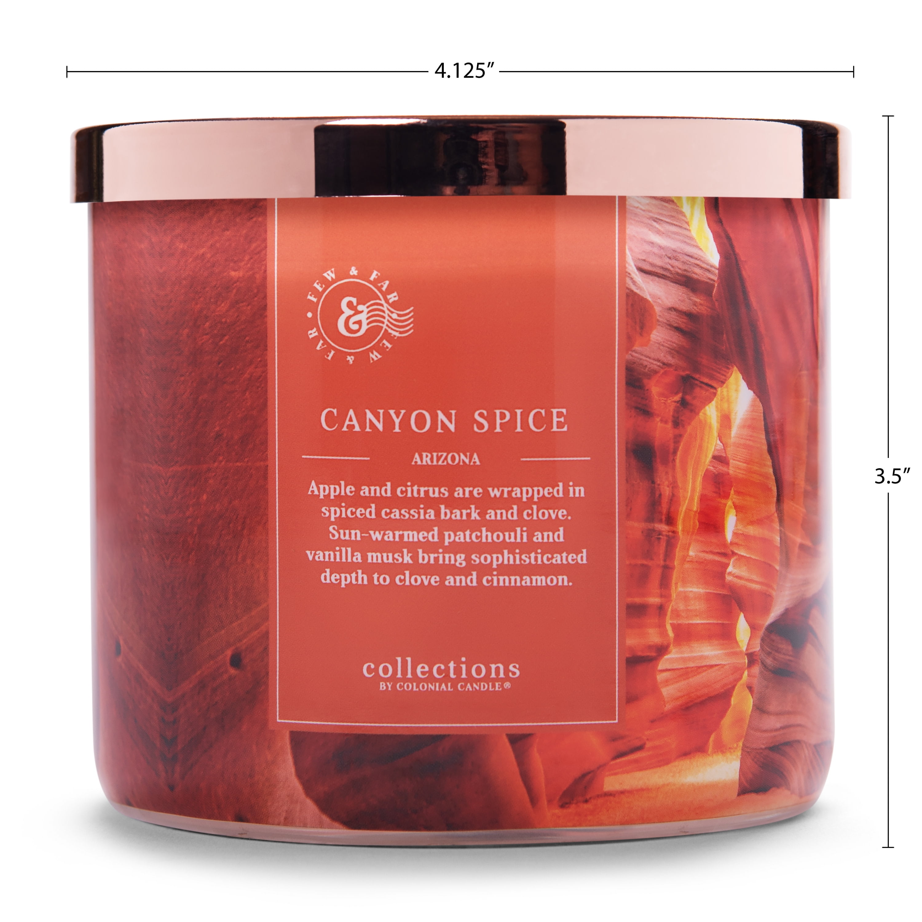 Colonial Candle Canyon Spice 14.5Oz, 3 Wick Candle, Orange