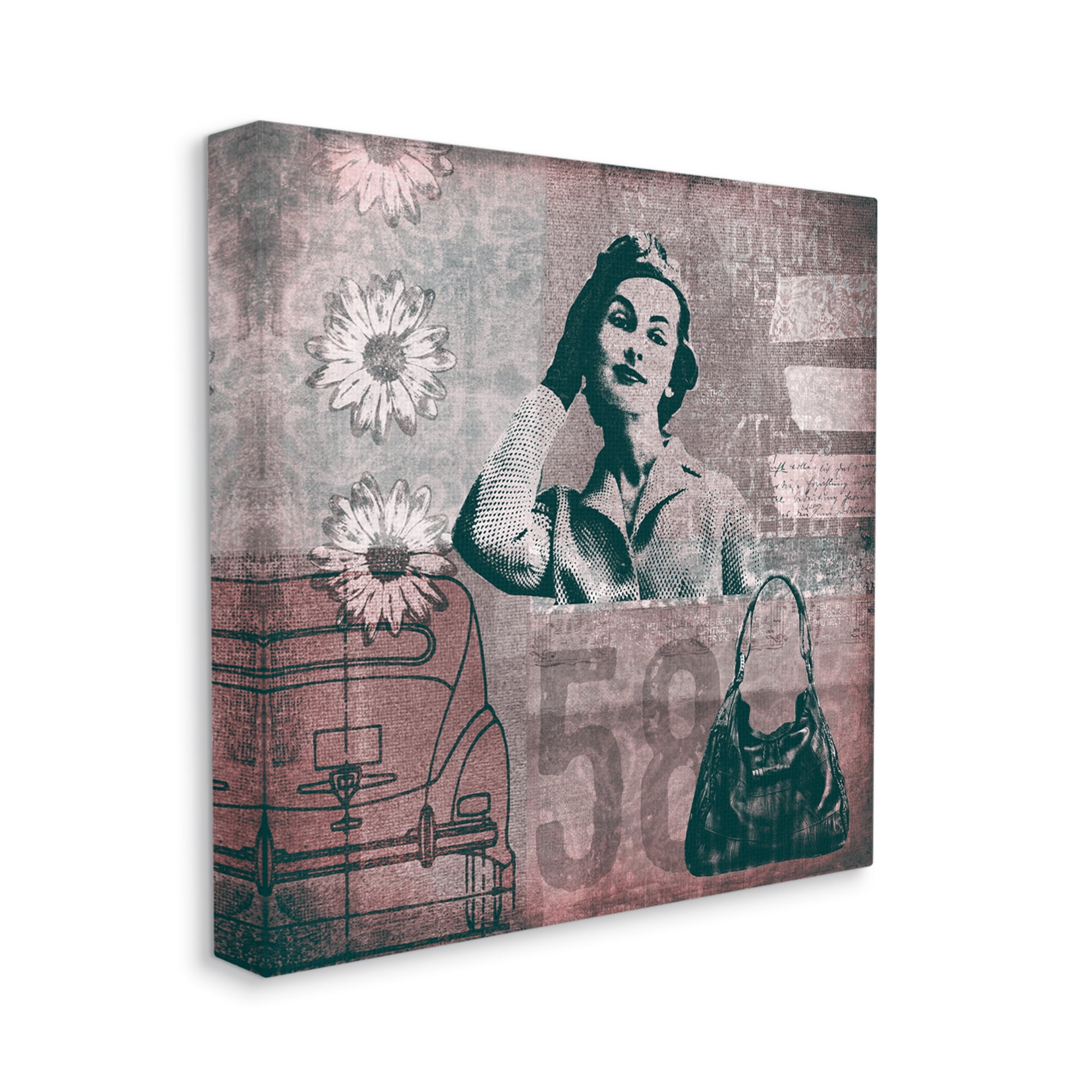 Stupell Vintage Fashion Woman Collage Abstract Painting Gallery Wrapped Canvas Print Wall Art