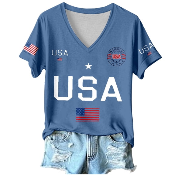 250 Anniversary Usa Shirt Women Fashion Casual Anniversary Print Short Sleeve Crew Neck Tee Shirt Top