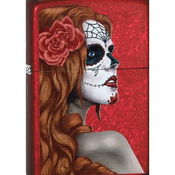 Zippo Rietveld Day of the Dead Design Brushed Chrome Pocket Lighter