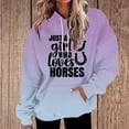 thumbnail image 2 of Jinhomg Novelty Sweatshirt for Women Trendy Gradient Color Letter Print Hoodies Oversized Casual Comfy Thin Fleece Pullover Tops with Kangaroo Pocket Spring Saving Today Clearance Purple S, 2 of 4