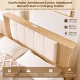 thumbnail image 6 of Aitjunz Modern Queen Size Bed Frame with Upholstered Headboard and Charging Station, 2 Storage Drawers, Fluted Wood Platform Bed Frame, No Box Spring Needed, Natural, 6 of 7