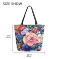 thumbnail image 5 of FORMRS Womens Canvas Tote Bag with Zipper Inner Pocket Shoulder Handbag, Vibrant Pink Floral Pattern, 5 of 7