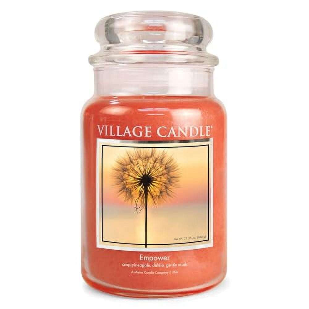 Village Candle Empower, Large Glass Apothecary Jar Scented Candle, 21.25 Ounces, Orange