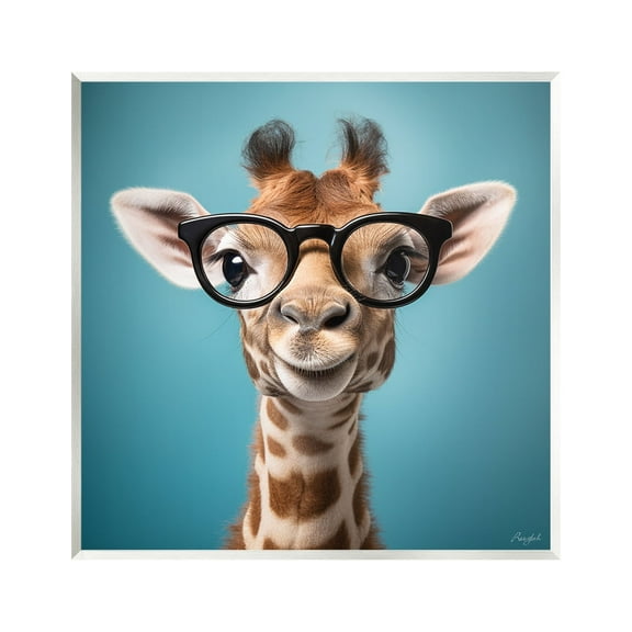 Stupell Industries Giraffe with Glasses Animals & Insects Painting Unframed Art Print Wall Art, 12 x 12