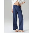 thumbnail image 5 of Elippeo Women Summer Leisure Baggy Pants Elastic Waist Button Wide Leg Plaid/Striped Pants, 5 of 9