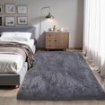 thumbnail image 1 of KCHOWUA - Alfombra gris para recámara, alfombra esponjosa, 4 x 6 pulgadas, para sala de estar, gruesa, lavable a máquina, alfombra de felpa para niños, habitación de bebé, antideslizante, suave,, 1 of 5