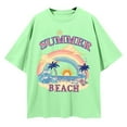 thumbnail image 4 of Womens T Shirts Loose Fit Summer Tops Casual Crew Neck Oversize Short Sleeve Style Women's T-Shirts Graphic Tees Light Green XL, 4 of 4