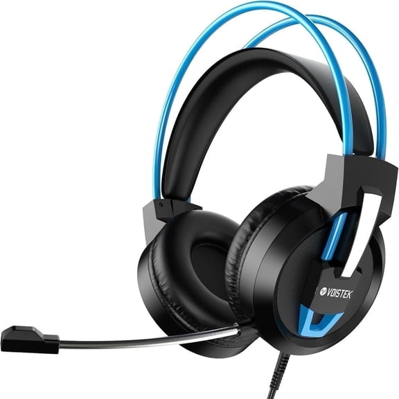 Voistek V9 Over-Ear Gaming Headset with Microphone, Surround Sound, Noise Cancellation, Blue