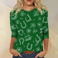 thumbnail image 3 of Womens St Patricks Day Plus Size 3/4 Sleeve T Shirts Funny Green Shamrock Graphic Saint Patrick's Day Tee Tops Army Green 2XL, 3 of 7