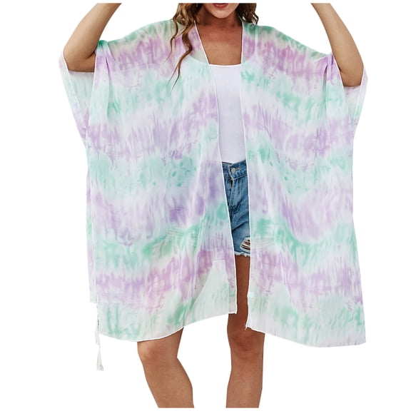 Fesfesfes Coverups for Women Kimono Beach Smock Swimsuit Cover Up Chiffon Cardigan Summer Floral Print Coverups