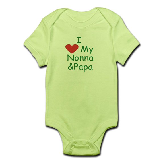 CafePress - I Love Nonna & Papa Green Infant Bodysuit - Baby Light Bodysuit