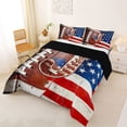 thumbnail image 2 of Erosebridal Kids Rugby Ball Games Queen Comforter Set,American Flag Pattern Monogrammed J Bedding Comforter Set,Reversible black,3-Piece, 2 of 7