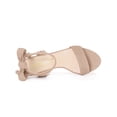 thumbnail image 4 of BLISSFUL STEP Women's Sandals Ankle Tie Back Open Toe Block Heels Nude 12, 4 of 7