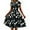 Black, variant on Cuteduck Womens Summer Belted Waist Dress Geometric Print Cap Sleeve Fashion Pleated Skirt S-XL