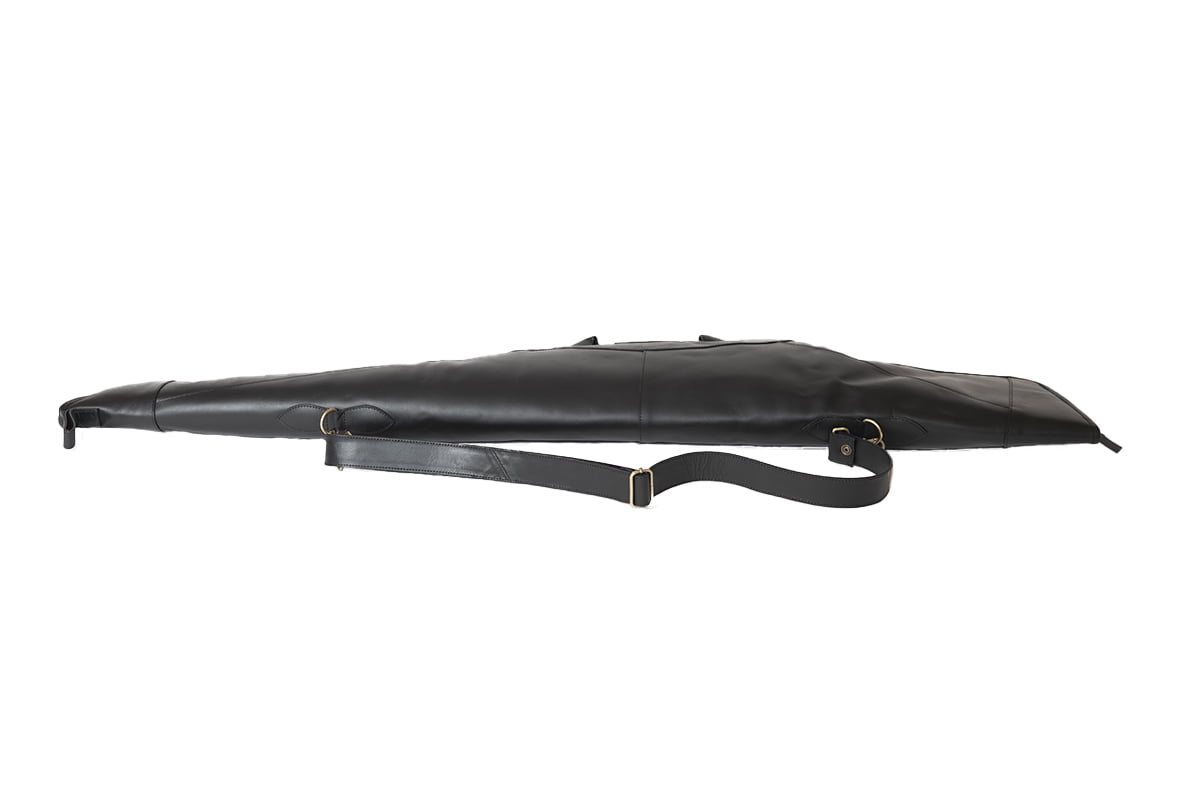 Handcrafted English Genuine Leather 50” Rifle Gun Shotgun Case Bag Black