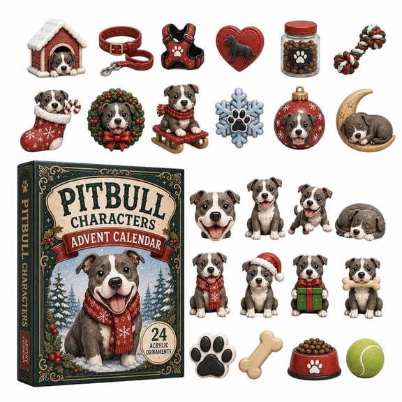 AAYMIA Dog Advent Calendar, 24 Day Christmas Countdown Calendar with Acrylic Dog Ornaments, Hanging Holiday Decor for Tree Mantel Home