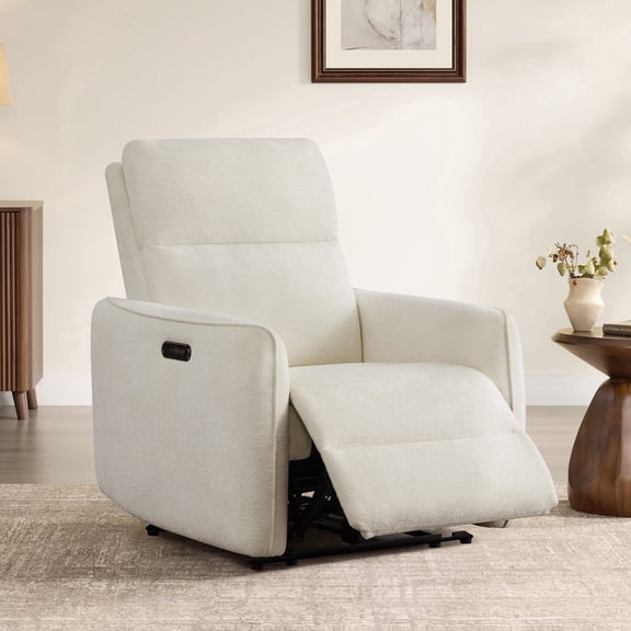 ReNest Dual Motor Power Recliner with 165° Lay-Flat, USB and Type-C Charging, Cream Fabric