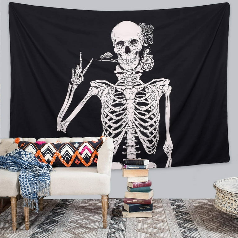 Black best sale skeleton tapestry