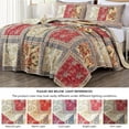 thumbnail image 5 of Chezmoi Collection Bambi 3-Piece Vintage Washed Patchwork Cotton Quilt Set, Soft Lightweight Breathable Reversible Floral Quilted Bedspread for All Seasons. King Size, 5 of 9