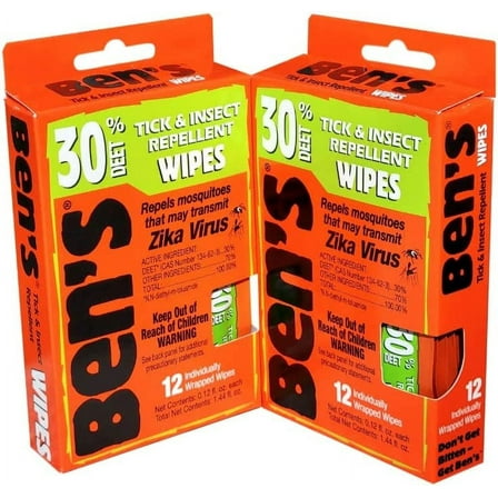 Ben's 30 Deet Mosquito Tick Insect & Bug Repellent Field Wipes - 24 Pack
