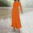 thumbnail image 2 of WTXUE Maxi Dresses, A-Line Long Sleeve Maxi Crew Neck, Womens Casual Flower Loose Boho Long Sundress Solid Women's Plus, Size XL, 2 of 5