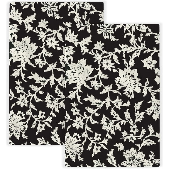 Blue Sage Green Block Print Spring Floral Kitchen Towels Vintage Flower Dish Towels, 16x24 Inch Farmhouse Summer Holiday Decoration Absorbent Hand Towels for Kitchen Drying Decor Set of 2