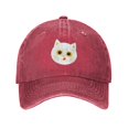 thumbnail image 1 of ZICANCN White Cat Adjustable Baseball Cap Women , Hats for Men Adult Washed Cotton Denim Baseball Caps Fashion Red, 1 of 6