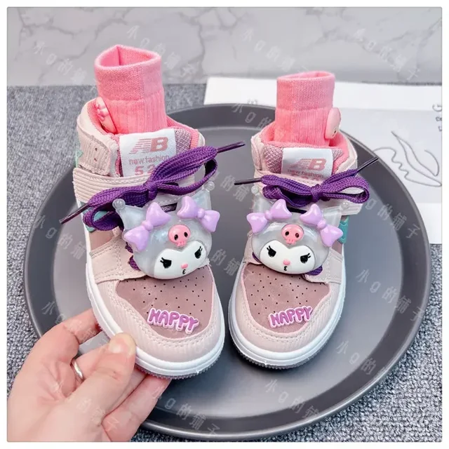 Sanrioed-zapatillas de deporte de dibujos animados My Melody Cinnamoroll HelloKittys para niños, Zapatillas altas Kawaii para deportes al aire libre, zapatos para correr, regalo para niños