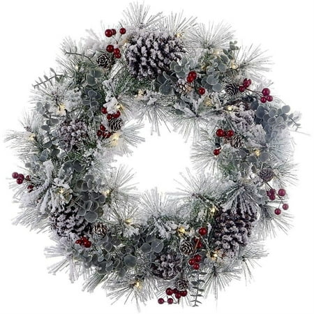 UPC 086131502583 product image for Kurt Adler 24-Inch Battery-Operated Red Berries and Pinecone LED Wreath | upcitemdb.com