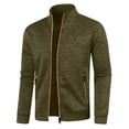 thumbnail image 4 of Mens Zip Up Sweatshirt Without Hood Fall Fashion Jackets Zipper Mock Neck Coat Casual Long Sleeve Top With Pockets, M, 4 of 7