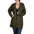 thumbnail image 6 of BodiLover, Women's, Chunky Cable Knit Open Front Oversize Sweater Cardigan, Hunter Green, L/XL, 6 of 8