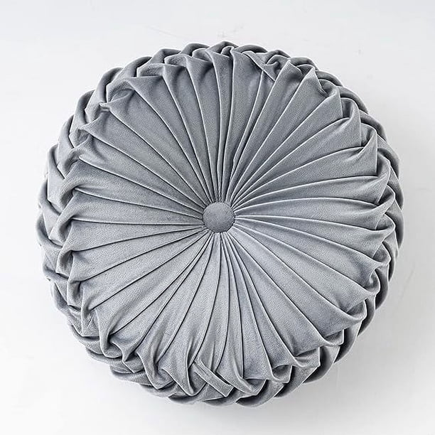 Nvzi Cojines de asiento de terciopelo sólido, cojines de suelo redondos, cojines de silla gruesos,cojines decorativos para dormitorio, sala de estar (gris, diámetro 14")