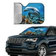thumbnail image 4 of KAKALAD Ocean Sea Animal Turtle Dolphin Universal Windshield Car Sun Shades Accordion Folding Auto Aluminum Sunshade 51"x 27.5", 4 of 9