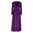 thumbnail image 5 of IROINNID Sequin Dress for Women Round- Neck Palette Suspenders High Waist Condole Gold Velvet High Waist Formal Dress Deals,Purple, 5 of 6