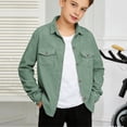 thumbnail image 1 of UACY Jacket Boys Fall Long Sleeve Button Up Shirts Jacket Collared Shacket Lightweight Overshirt with Pockets, 1 of 9