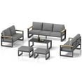 thumbnail image 4 of Heynemo Aluminum Patio Furniture, 6 Piece Metal Outdoor Furniture Set with Coffee Table & Ottomans, Modern Patio Sofa Sets Outdoor Conversation Set for Pool Garden Porch Backyard, Gray, 4 of 9