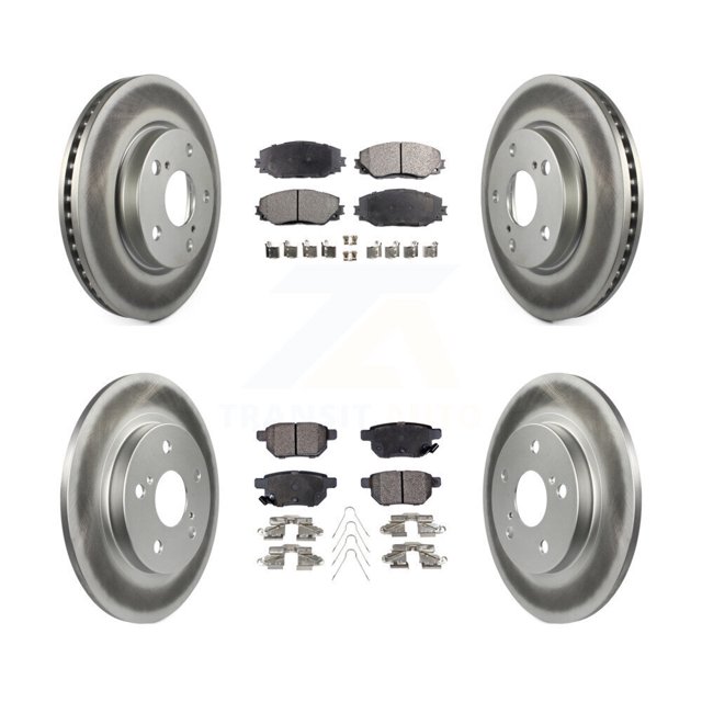 Transit Auto Front Rear Coated Disc Brake Rotors and Ceramic Pads Kit for Car 2008-2015 Scion xB KGT-101039